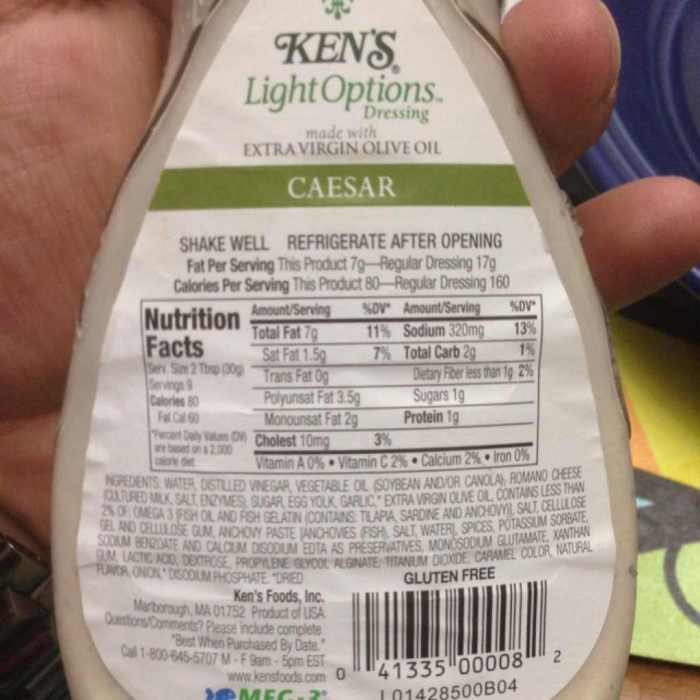 Caesar dressing nutrition facts calories