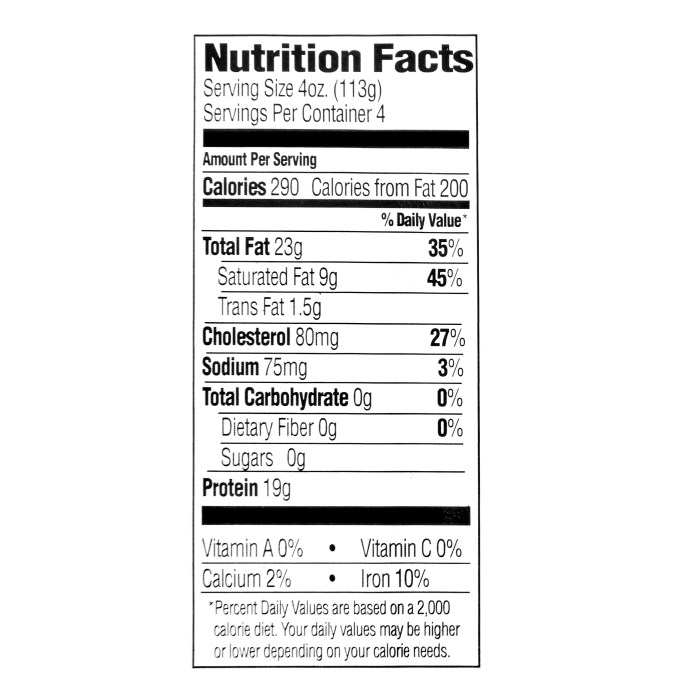 Lean hamburger nutrition facts