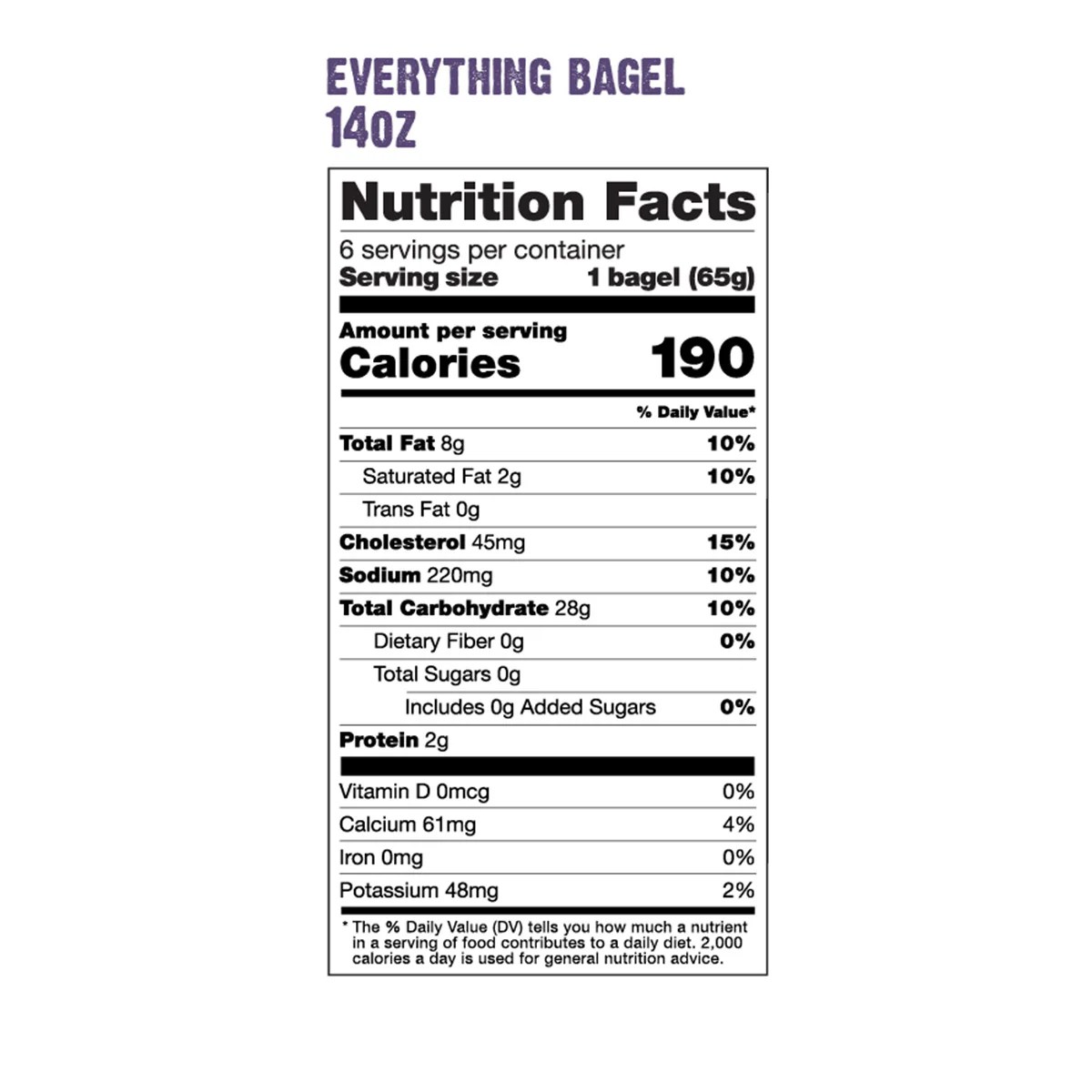 Everything bagel nutrition facts