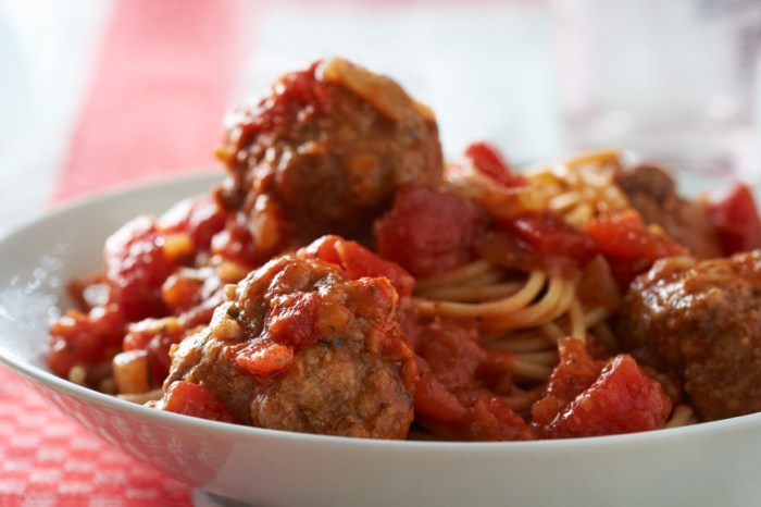 Nutrition facts for spaghetti and meatballs